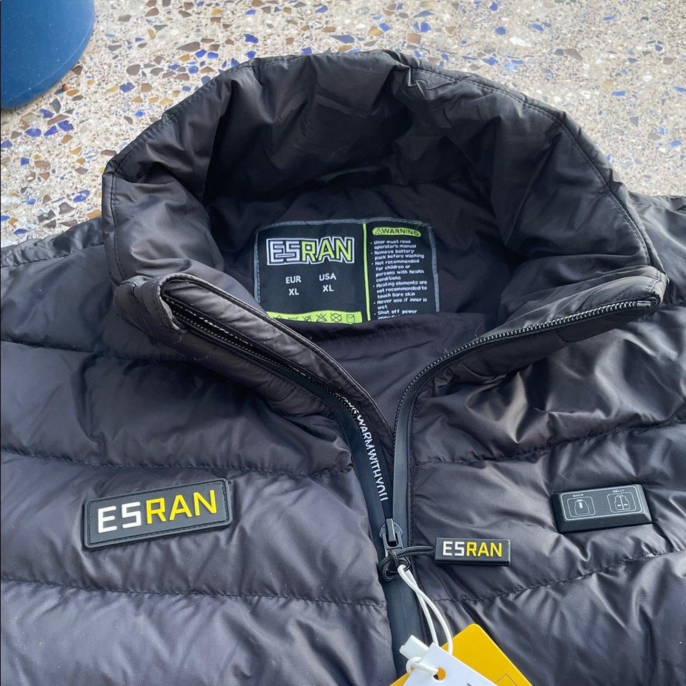 ESRAN Black Quilted Heated Vest